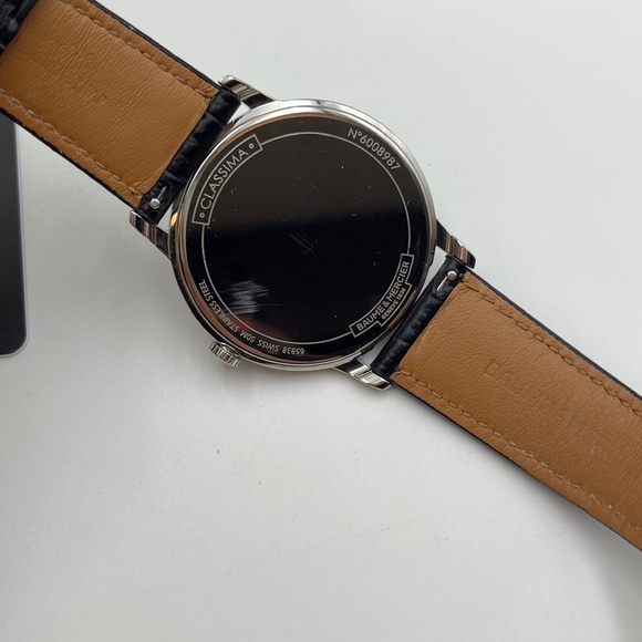 Baume & Mercier Classima Quartz White Dial Black Leather Men's Watch 10414 - Picture 9 of 16